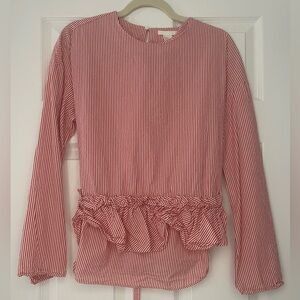 H&M Striped Blouse with Ruffle Waist